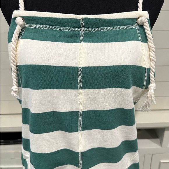 NWT The Greii, boutique brand. Green & white shorts romper. Striped terry romper - Picture 2 of 6
